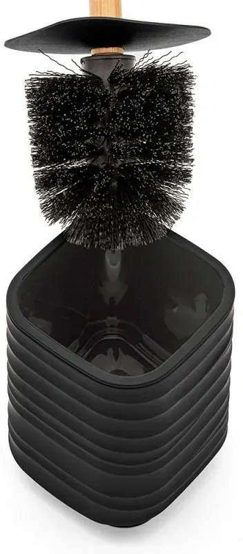 Scopino WC da appoggio nero in abs e bambù Wave