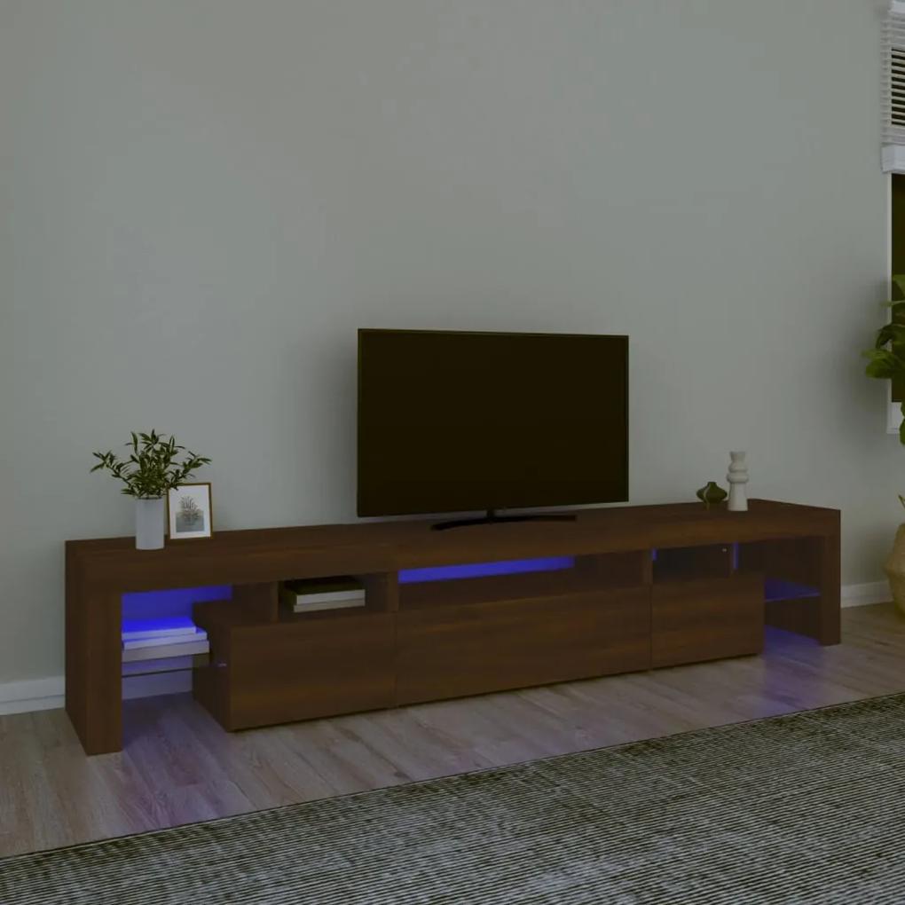 Mobile porta tv con luci led rovere marrone 215x36,5x40 cm