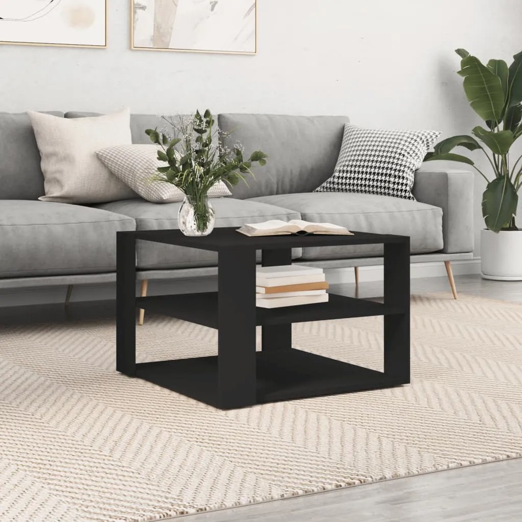 Tavolino Da Salotto Nero 59,5x59,5x40 Cm İn Legno Multistrato /