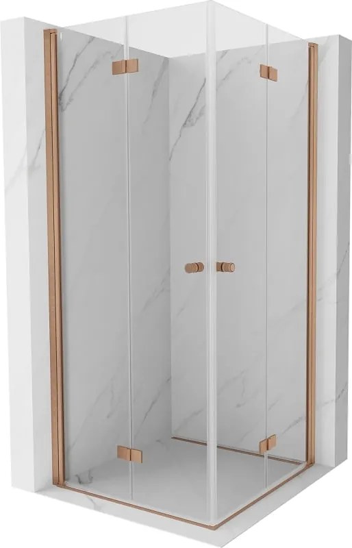 Mexen Mist-F Duo cabina doccia pieghevole 80 x 80 cm, trasparente, rame spazzolato - 8A6-080L-080P-65-00