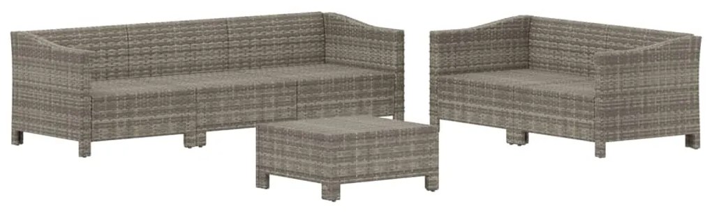 Set Divani da Giardino 6 pz con Cuscini in Polyrattan Grigio