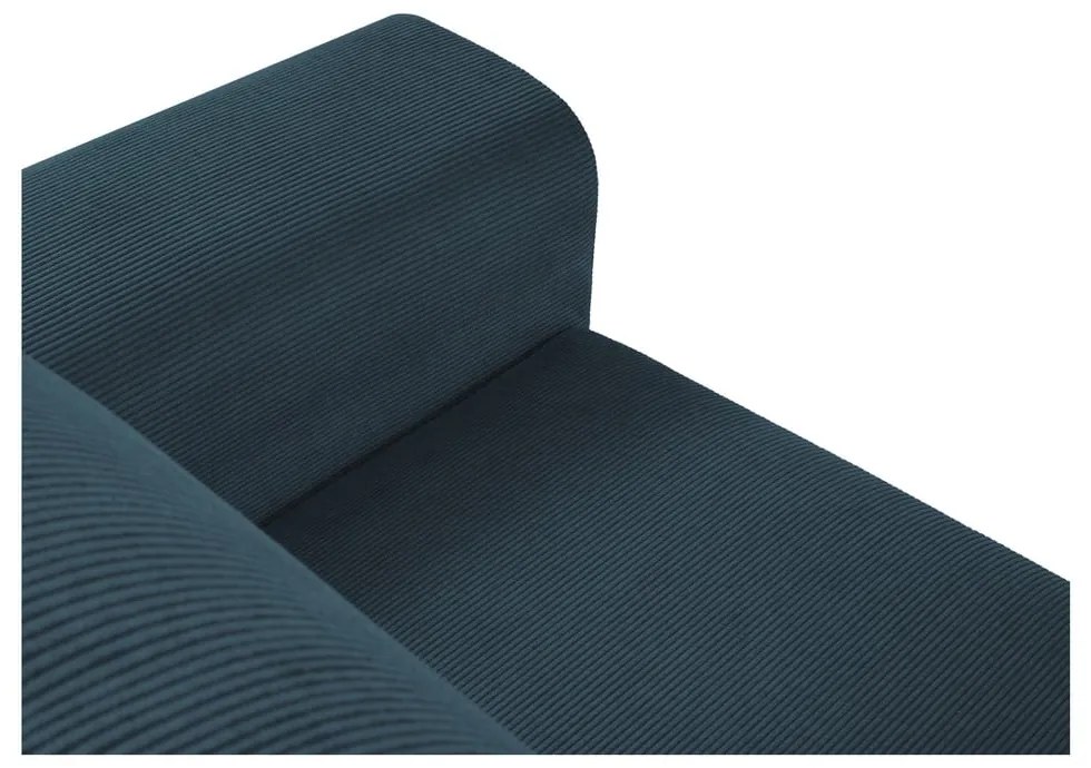 Divano angolare blu scuro allungabile e con contenitore (con penisola a sinistra/con chaise lounge) con rivestimento in velluto a coste Kyoto – Cosmopolitan Design