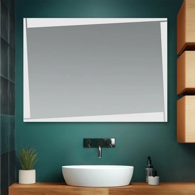 Specchio bagno LED 105x70 cm reversibile con fasce luminose larghe