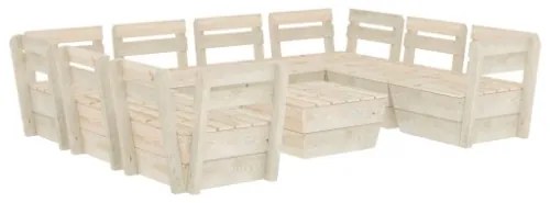 Set Divani da Giardino su Pallet 9 pz in Legno Abete Impregnato