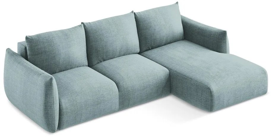 Divano angolare blu allungabile (con penisola a destra/con chaise lounge) Leila – Makamii