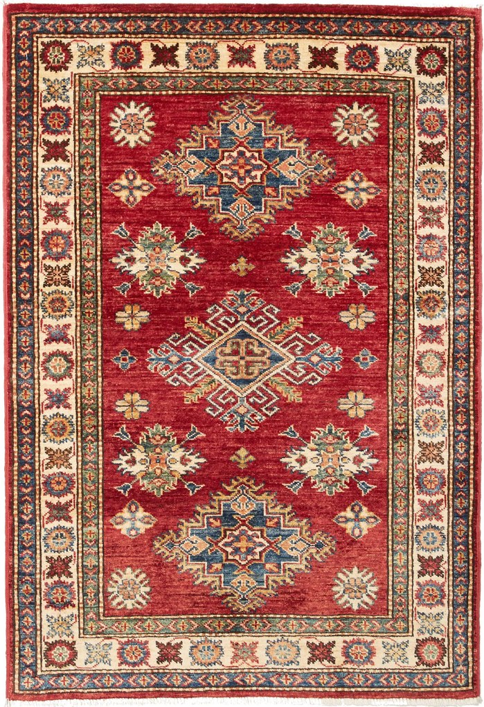 Kazak Tappeto orientale 140x100 Rosa (Pakistan) Annodato A Mano