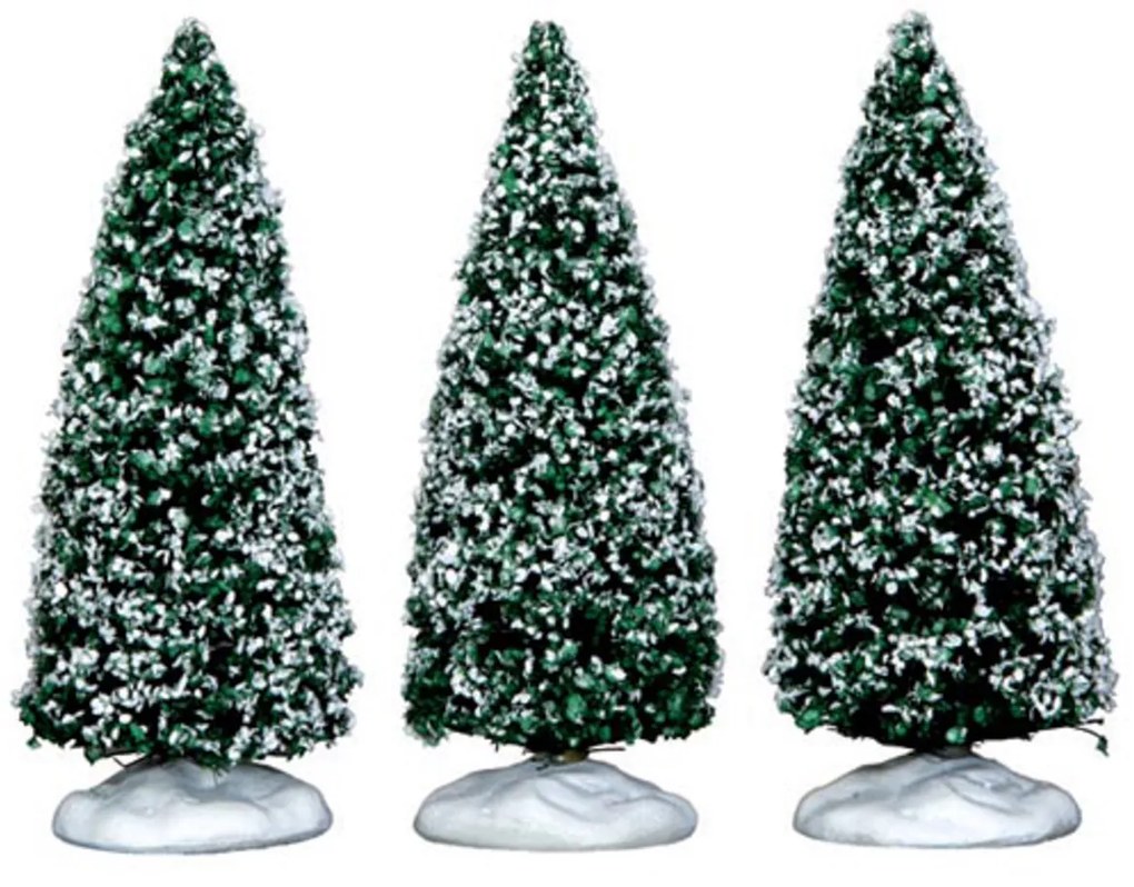 Set 3 snowy Juniper Tree piccoli Lemax decorazione Natale