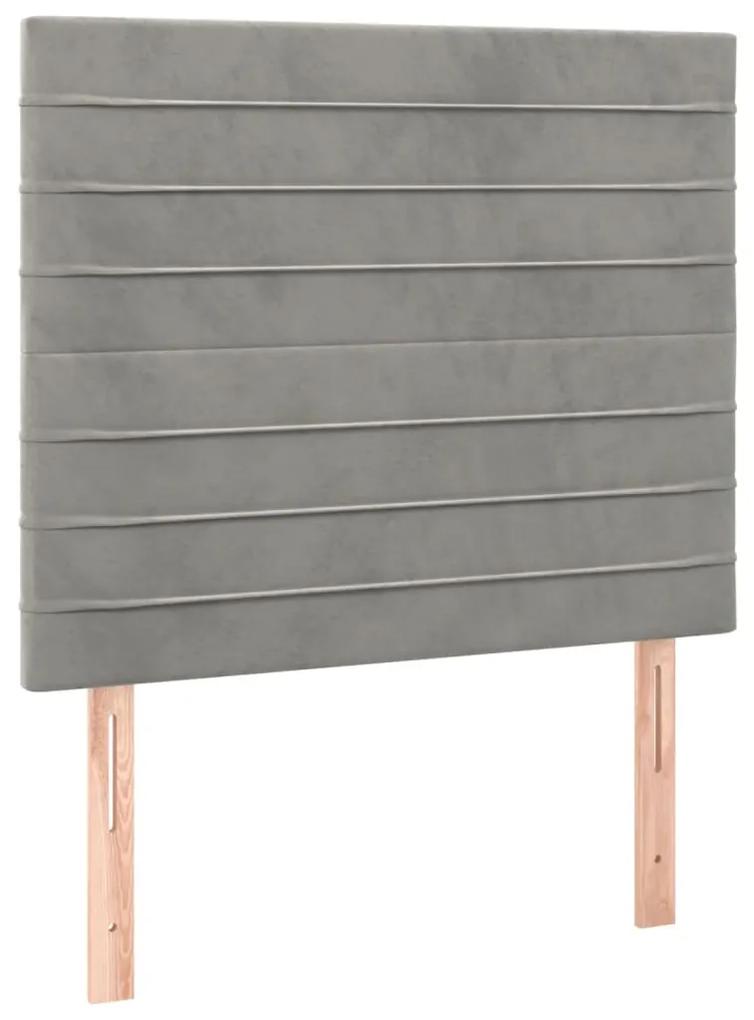 Giroletto a molle con materasso grigio chiaro 100x200cm velluto