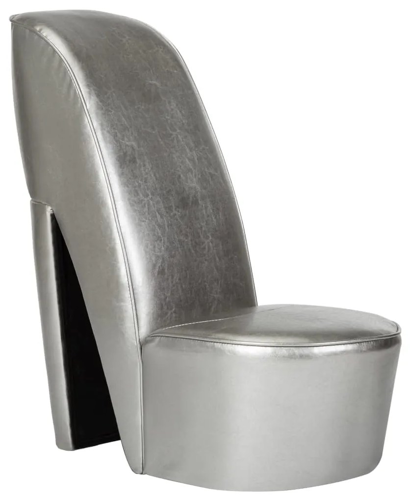 Poltrona A Forma Di Scarpa Con Tacco İn Similpelle Argento /