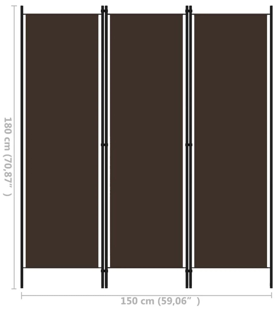 Paravento 3 Pannelli Marrone 150x180 cm