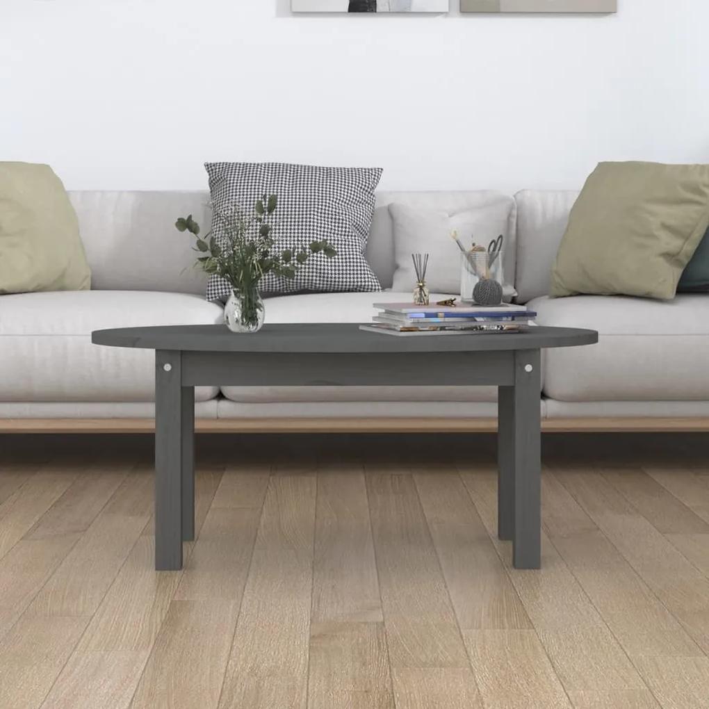Tavolino da salotto grigio 80x40x35 cm legno massello di pino