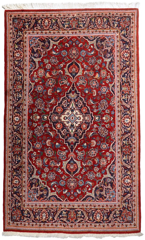 Kashan Tappeto persiano 140x220 Rosso (Iran) Annodato A Mano