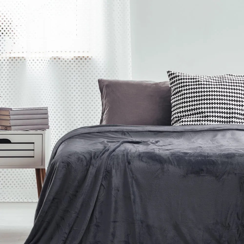 Coperta in microfibra grigio scuro, 220 x 240 cm Mic - DecoKing