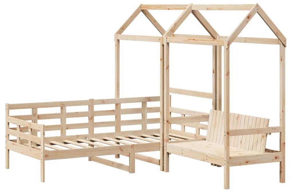 Set dormeuse e panca con tetto 90x190cm legno massello di pino