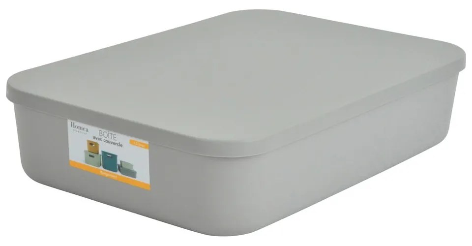Scatola con coperchio grigia in plastica 35,5x25,5x8 cm – Homéa