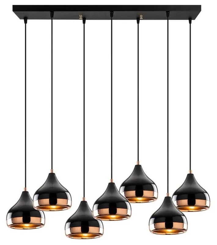 Lampadario nero/color rame con paralume in metallo Yildo – Opviq lights