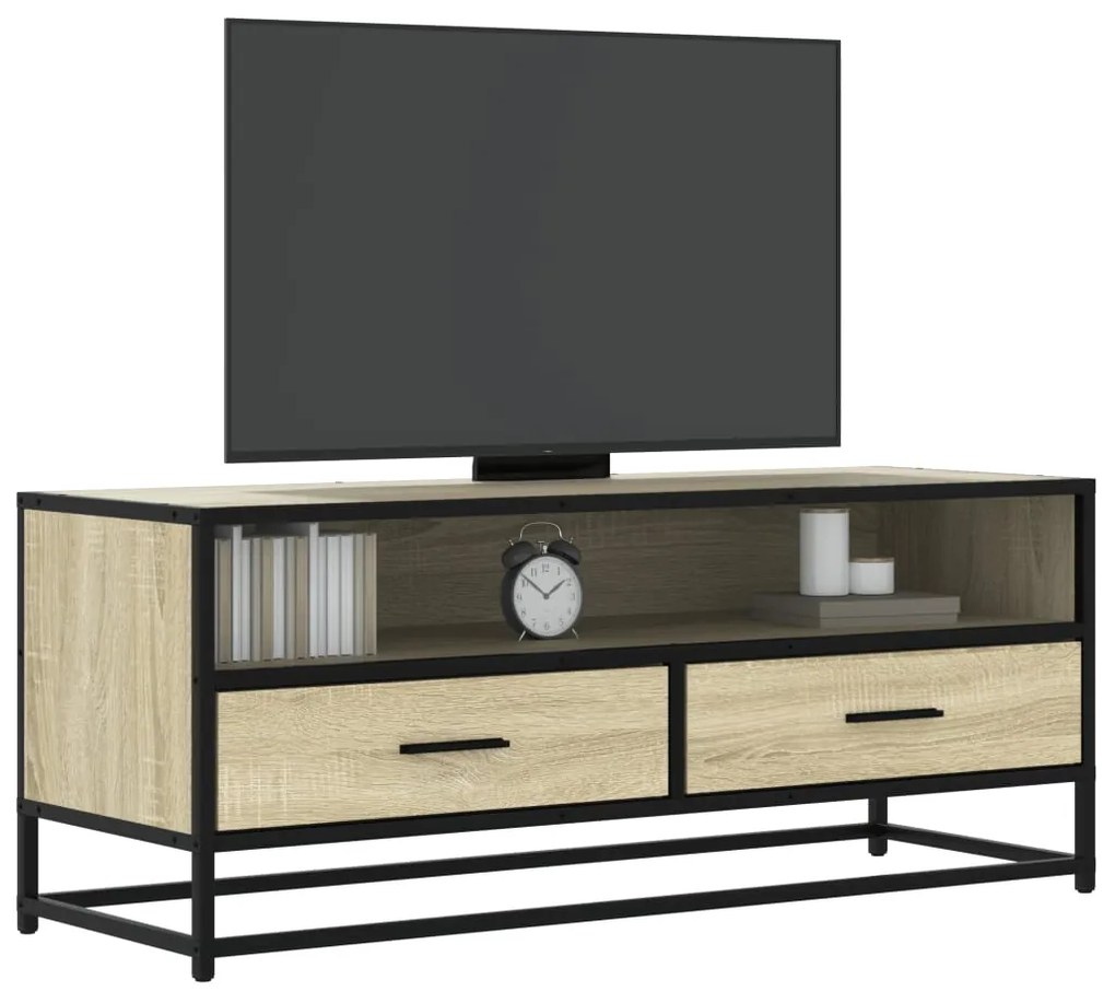 Mobile Tv Rovere Sonoma 100x34,5x40cm Legno Multistrato Metallo /