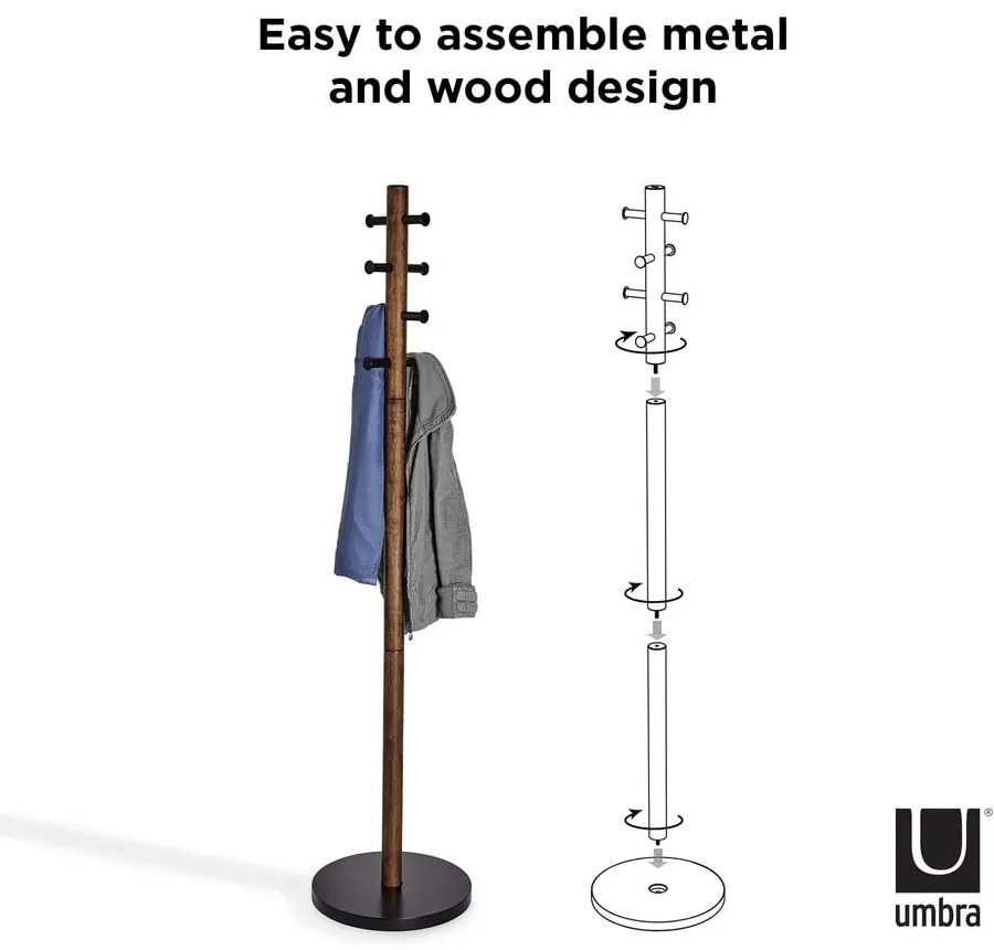 Appendino in legno nero in gomma naturale Pillar - Umbra