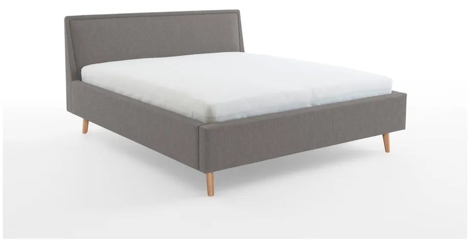 Letto matrimoniale imbottito grigio chiaro con contenitore con rete inclusa 160x200 cm Frieda – Meise Möbel