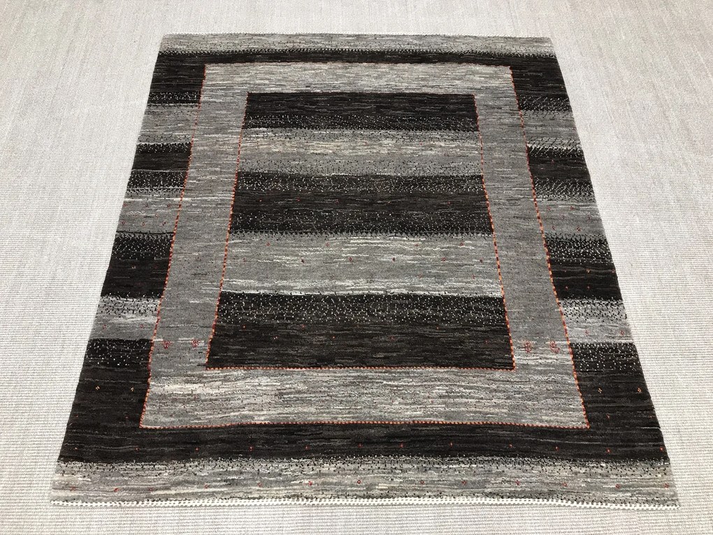 Loribaft Tappeto 150x170 Grigio (Iran) Annodato A Mano
