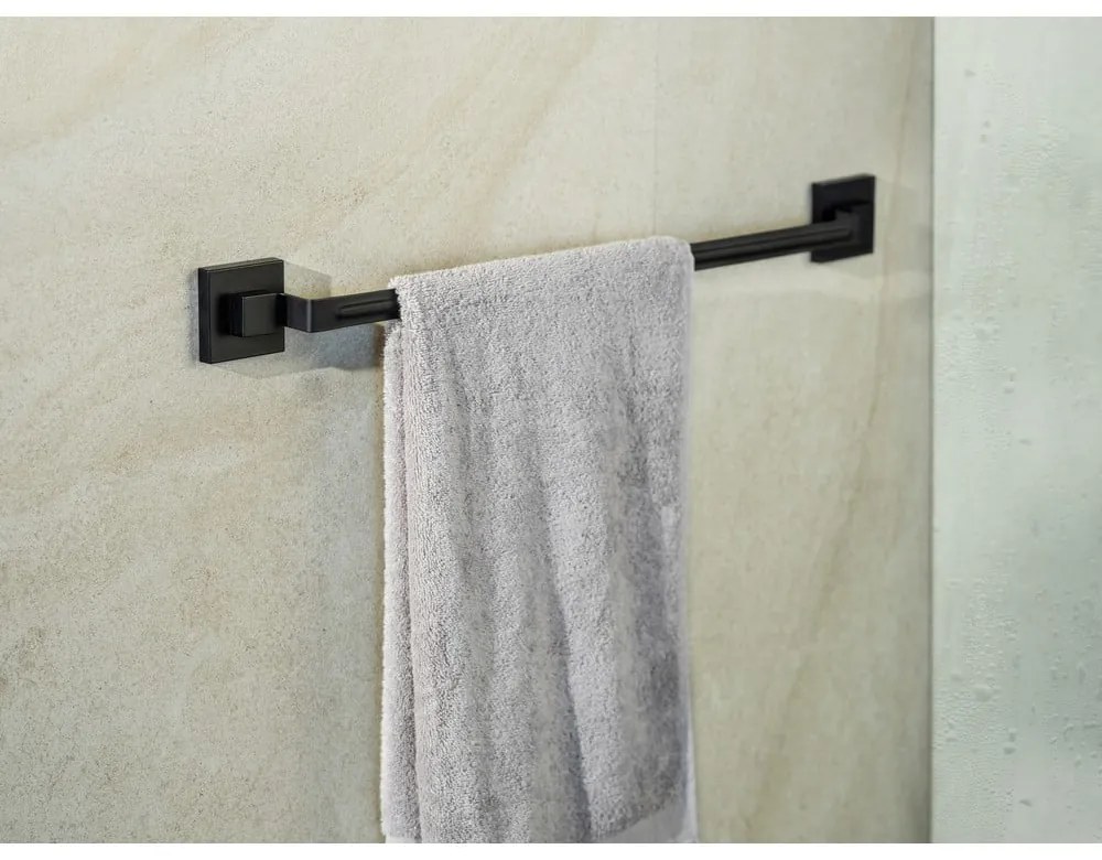 Porta asciugamani autoportante in acciaio inox nero Quadro - Wenko