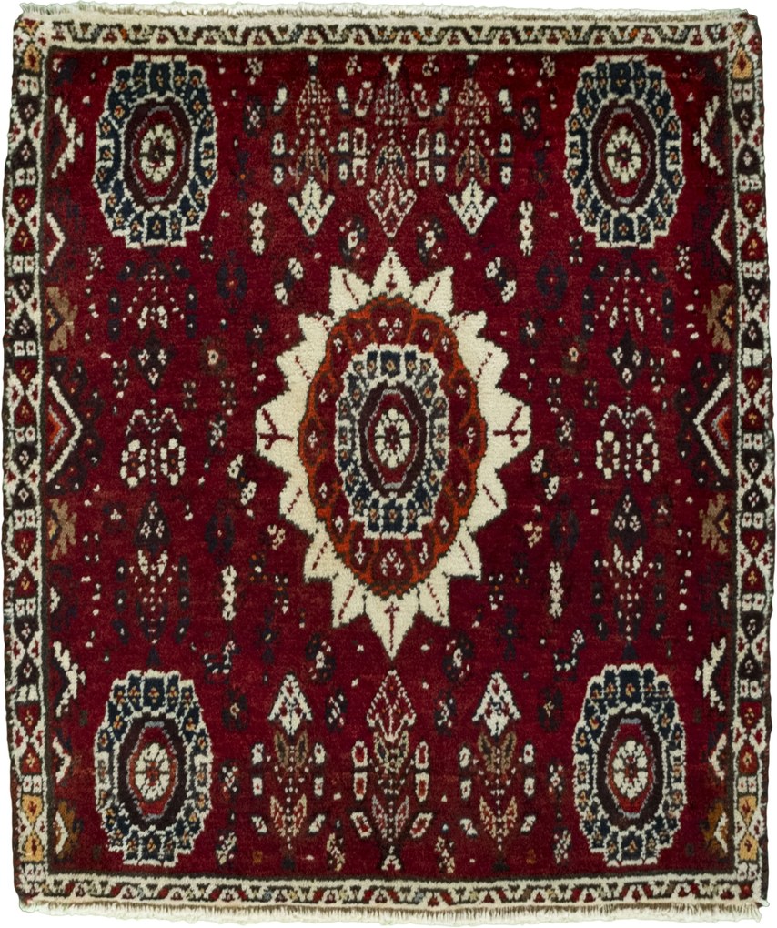 Shiraz Tappeto persiano 70 x 60 Rosso (Iran) Annodato A Mano