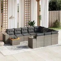 Set Divani da Giardino 11 pz con Cuscini in Polyrattan Grigiocod mxl 114853