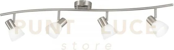 Spot mito nickel 4 luci attacco e14 92,7x9x18cm in vetro e metallo ...