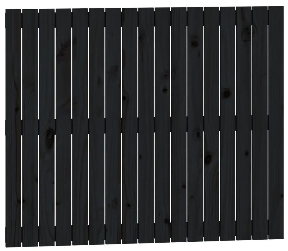 Testiera da parete nera 108x3x90 cm in legno massello di pino
