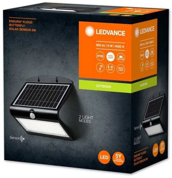 Ledvance - Applique a LED solare con sensore FARFALLA LED/8W/3,7V IP65