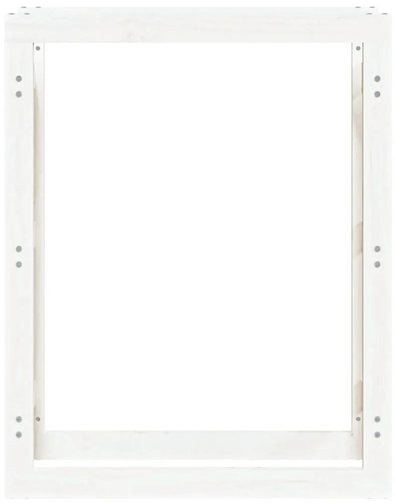 Portalegna Bianco 80x25x100 cm in Legno Massello di Pino