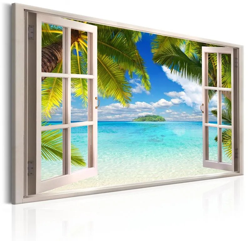 Quadro Window Sea View  Colore Blu, Dimensioni e Misure 120x80