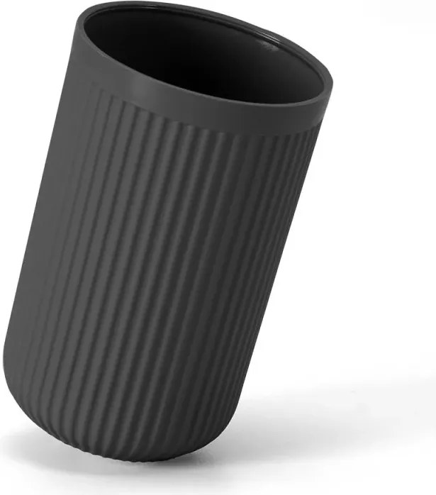 Porta spazzolini grigio in plastica cannettata rigida Arizona