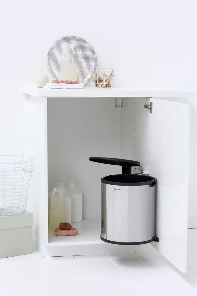 Cestino per la spazzatura in acciaio in argento lucido incorporabile 15 l – Brabantia
