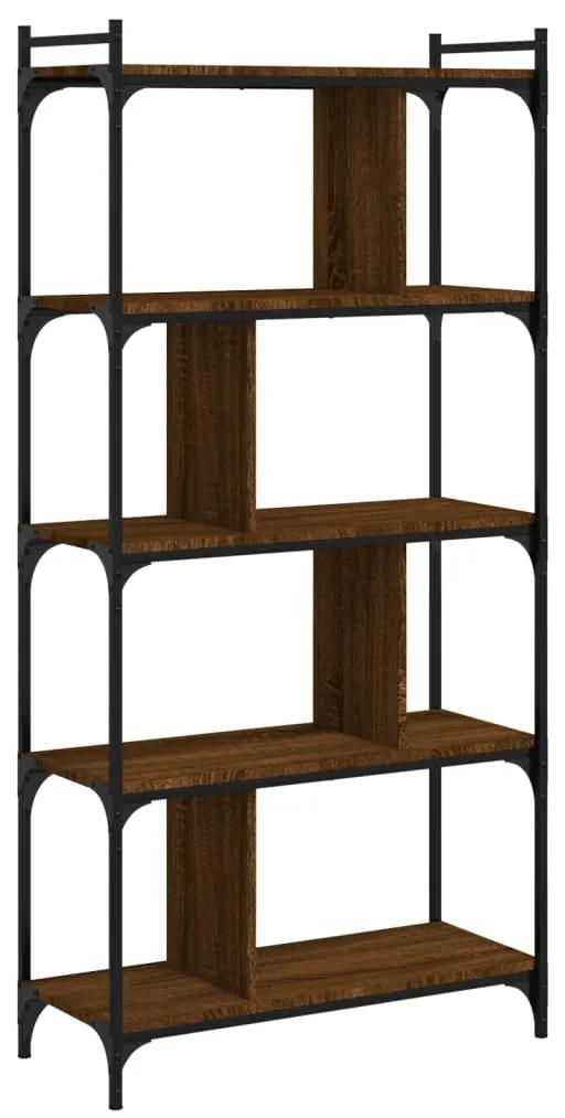 Libreria rovere marrone 5 ripiani 76x32x158cm legno multistrato