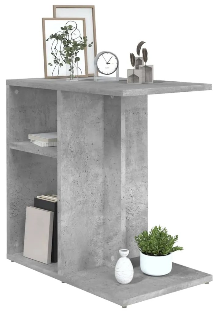 Tavolino grigio cemento 50x30x50 cm in truciolato