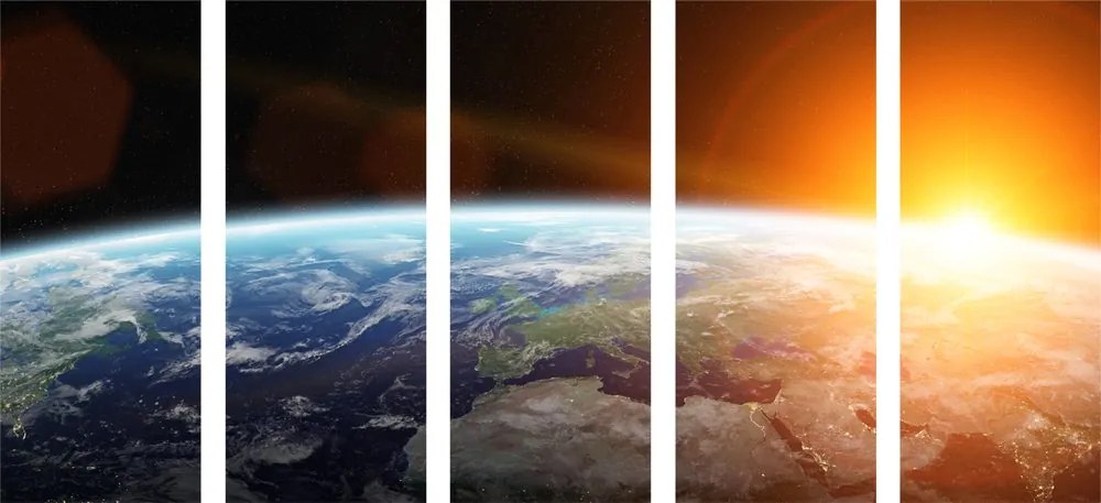 Quadri 5 pezzi – Vista sul pianeta dallo spazio