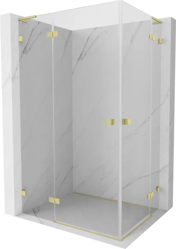 Mexen Lunar L Duo cabina doccia a battente sinistra 120 x 90 cm, trasparente, oro spazzolato - 834L-120L-090P-55-00