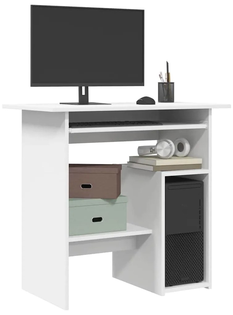 Scrivania Bianca 80x45x74 Cm İn Legno Multistrato /