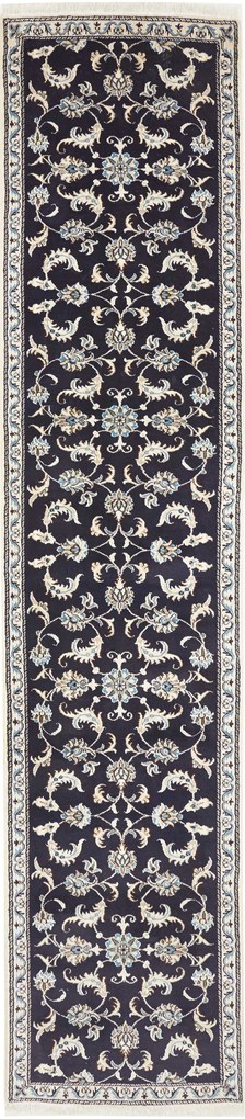 Nain Tappeto 380 x 80 Blu (Iran) Annodato A Mano
