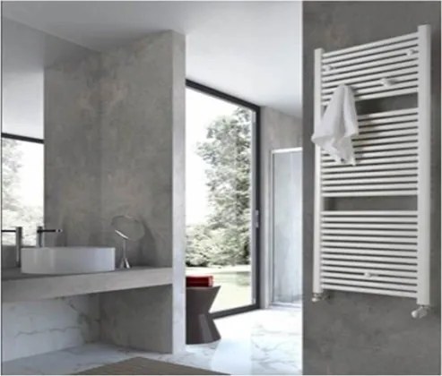 Termoarredo in acciaio bianco Scaldasalviette Ercos Linea Monica ASMONF9010