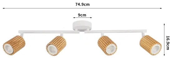 Brilagi - Faretto MODERN WOOD 4xGU10/8W/230V legno/bianco