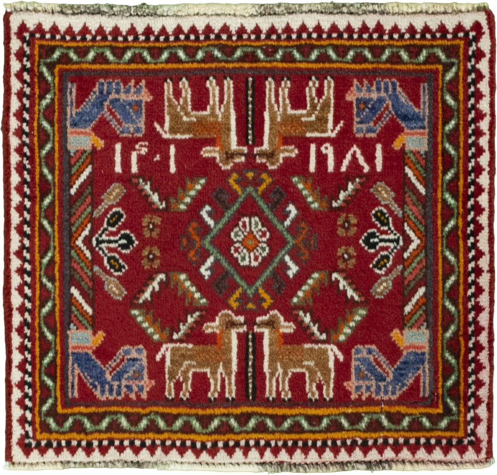 Shiraz Tappeto persiano 50 x 50 Rosso (Iran) Annodato A Mano