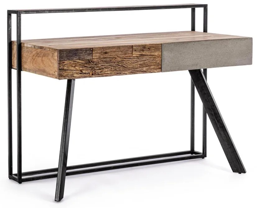 Scrivania MANCHESTER in legno di mango e acciaio nero, 120&#215;60 cm