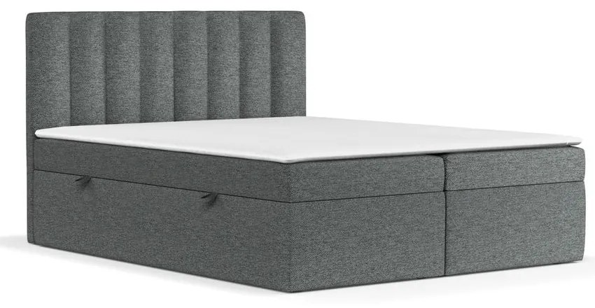 Letto boxspring grigio scuro con contenitore 180x200 cm Novento - Maison de Rêve
