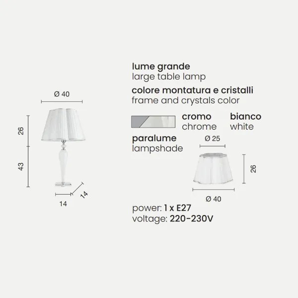 Lampada da tavolo DEBUSSY luci in vetro Bianco 40x69 cm