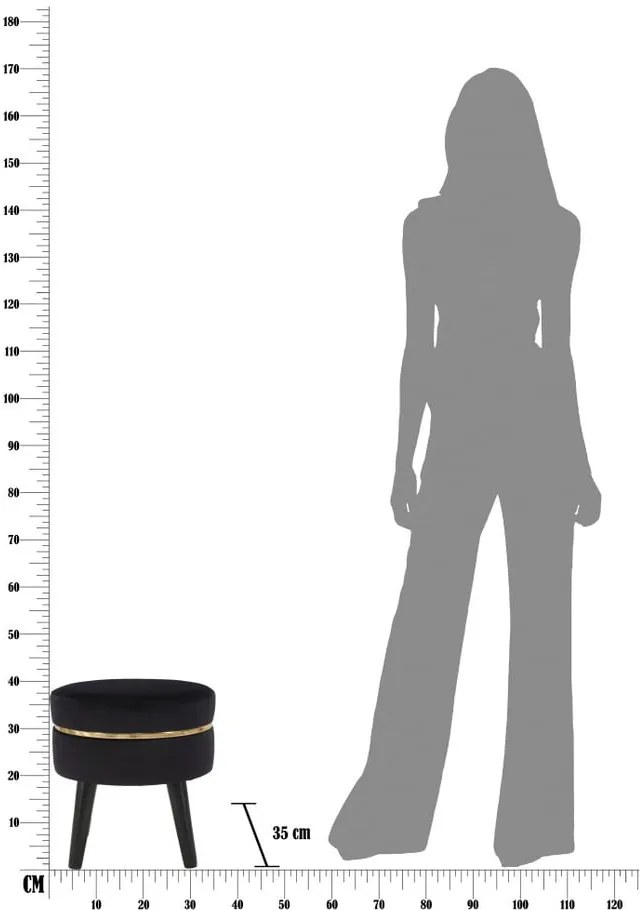 Sgabello imbottito nero Paris, ⌀ 35 cm - Mauro Ferretti