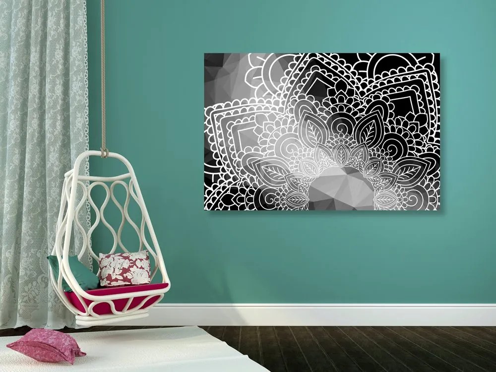 Quadro su tela – Elementi di Mandala in bianco e nero