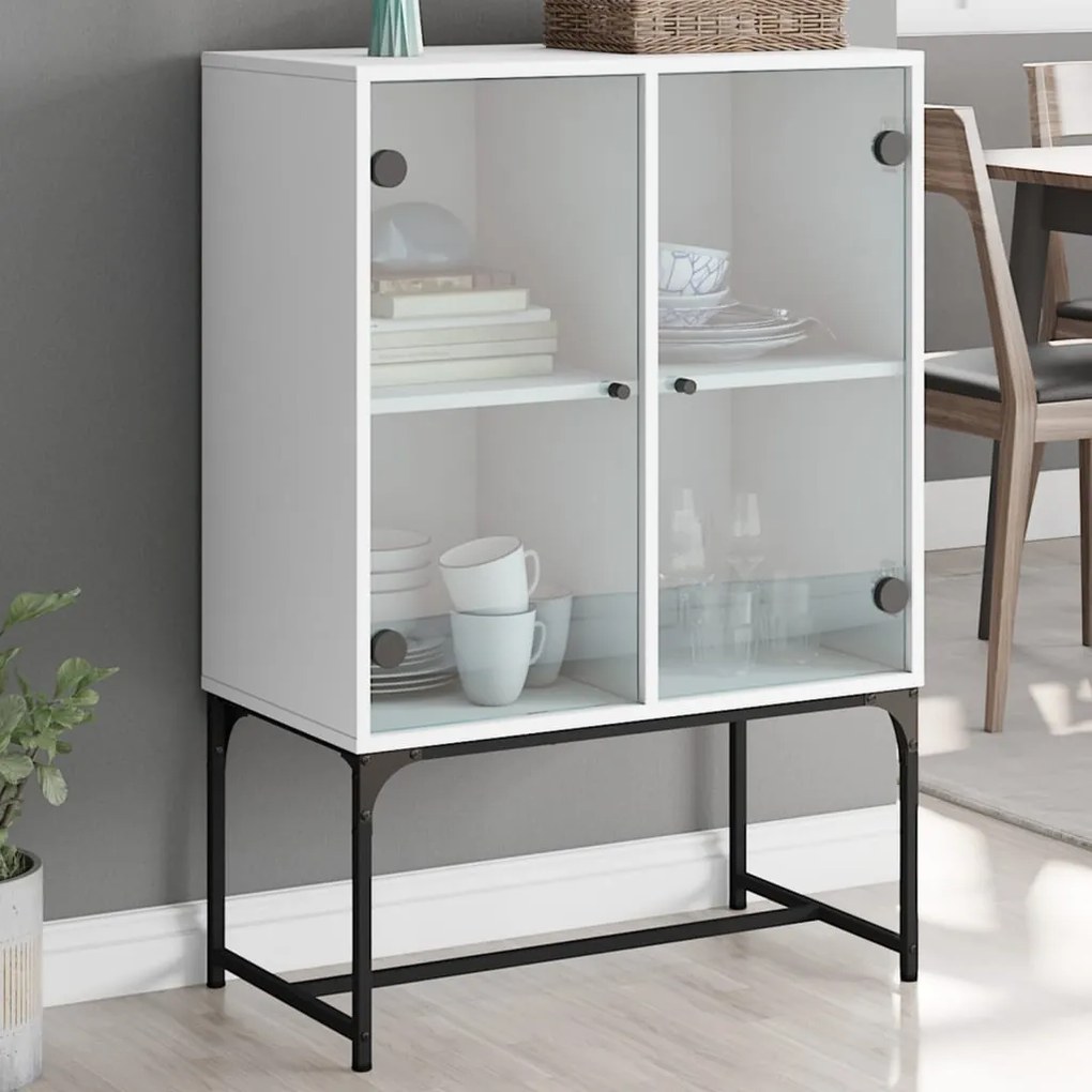 Mobile Con Ante İn Vetro Bianco 69x37x100 Cm /