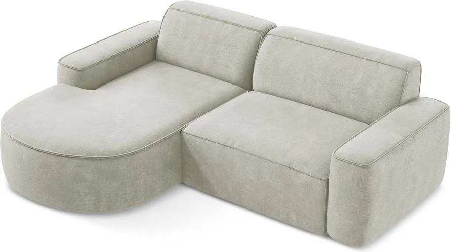 Divano angolare color crema (con penisola a sinistra/con chaise lounge) con rivestimento in ciniglia Omao – Makamii